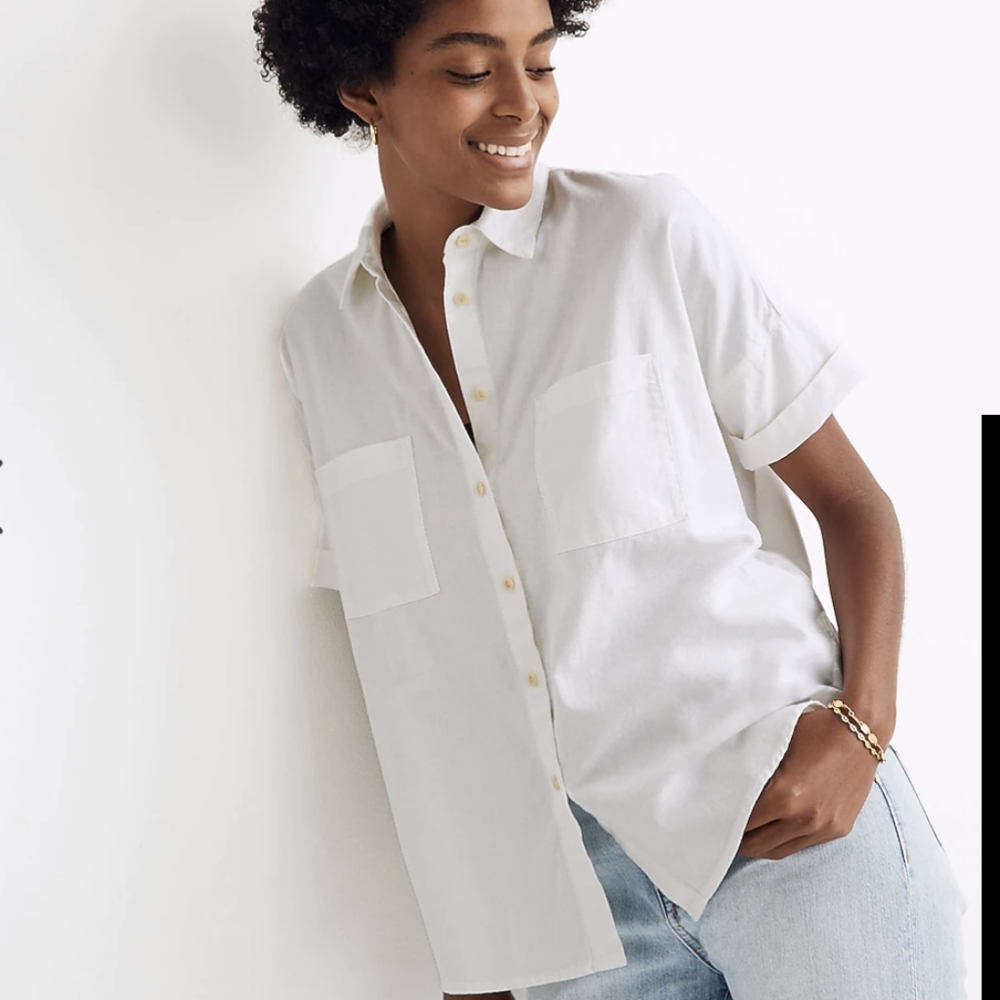 Madewell white cotton courier shirt